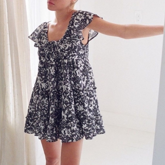 Urban Outfitters Bea Gingham Floral Mini Dress Size XS - Picture 12 of 13